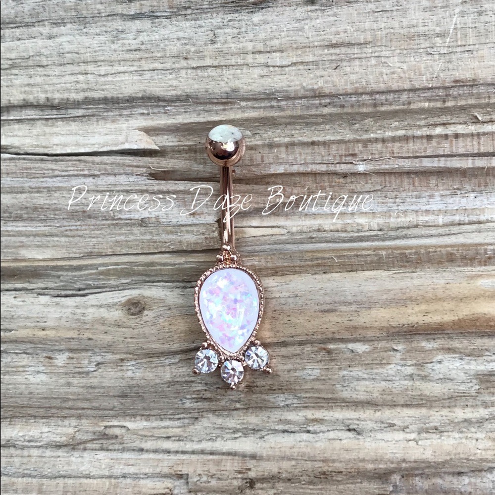Rose Gold Opal Belly‎ Button Ring